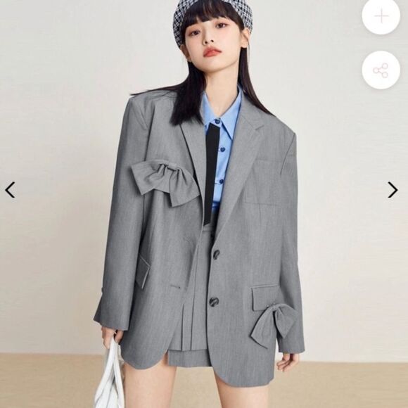 Ledin Grey Bow Lapel Blazer S NWT - Picture 1 of 8
